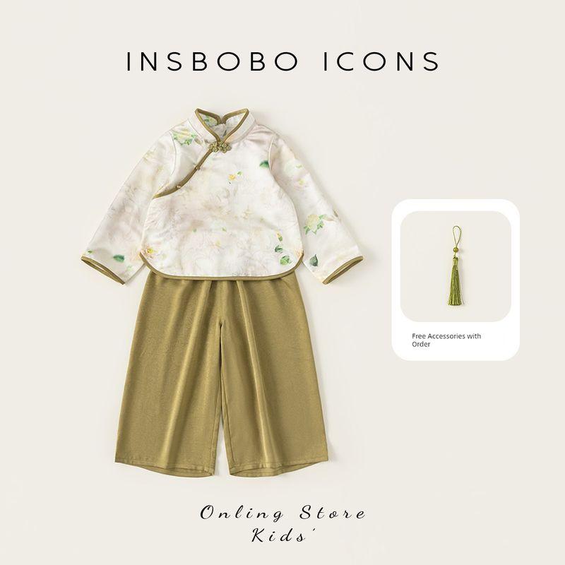 Ханьфу Insbobo для девочек 2026 Весна и Осень Новое детское Ханьфу Весенний наряд Платье на первый день рождения для малыша Весенний набор Green 100