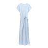 2025 Spring/Summer Women's Silk Satin Pleated Pullover Dress with Round Neck and Short Sleeves
