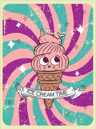 Metal plaque vintage retro style Ice Cream Time Classic tin door sign HappinessAluminum 20x30cm(7.8x11.8inch)
