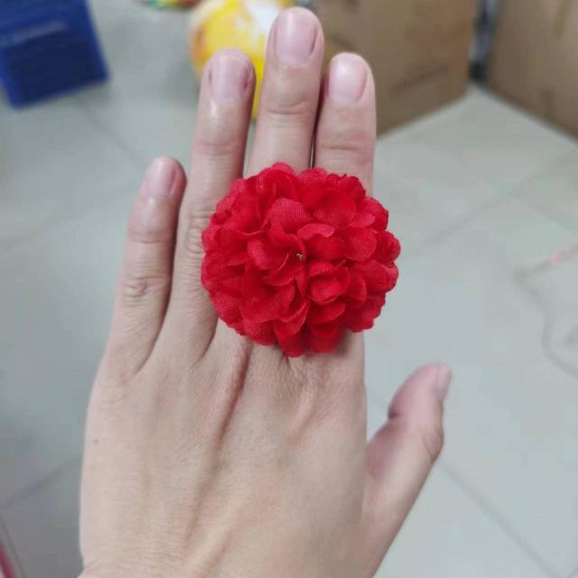 **Кольцо «Танец цветочной феи» с красной розой и розовым пионом**