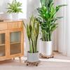 Bamworld Wooden Plant Stand with Casters, Suitable for Indoor and Outdoor Use, Suitable for Living Rooms, Gardens, and Balconies, Set of 2