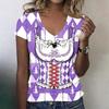 Camiseta Casual de Manga Corta con Cuello en V para Mujer con Estampado de Oktoberfest Top Tejido Ligero y Suave Ajuste Cómodo para el Uso Diario