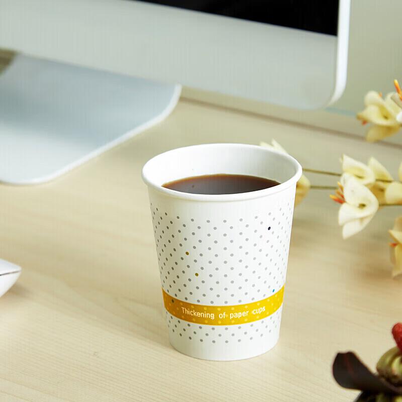 Baicaoyuan Disposable Paper Cups, 250ml Thick, 100 Count, 9 Oz Premium Office Coffee Water Cups