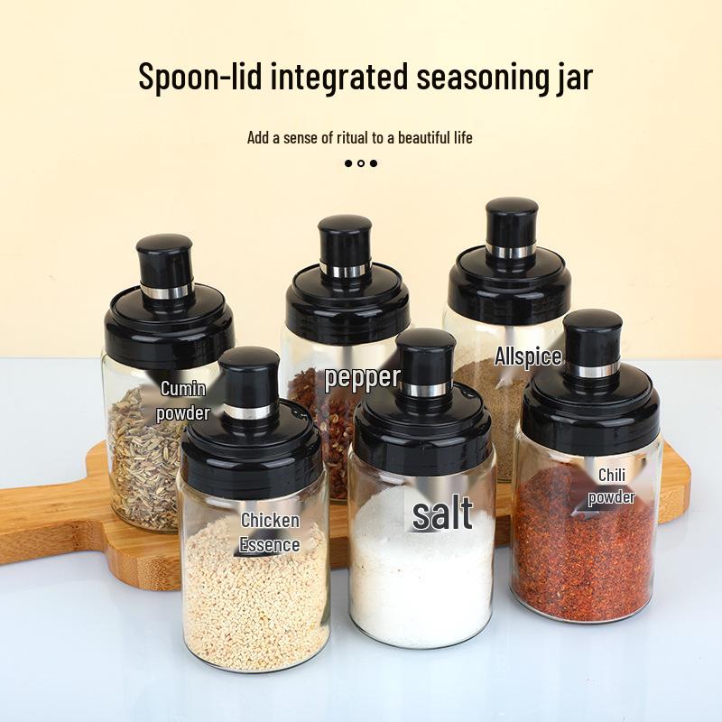 Glass Seasoning Jar: Salt Shaker, Spice Container, Oil Dispenser, MSG Box for Kitchen and Household.