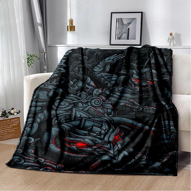 3D Japanischer Samurai Bushido Katana Cartoon Spiel Decke, Weiche Kuscheldecke für Zuhause Schlafzimmer Bett Sofa Reise Picknick Abdeckung Kinder