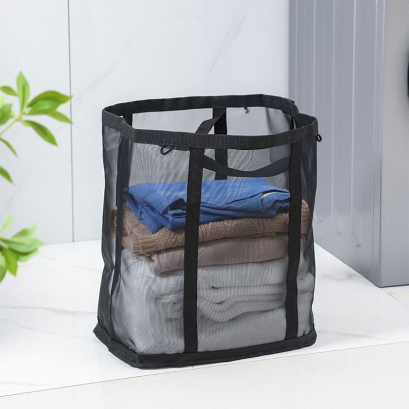 Portable Laundry Basket with Handle Breathable Nylon Storage For Travel Camping J0MC