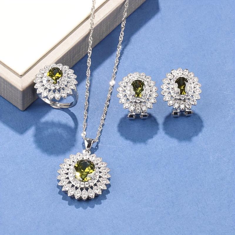 

Вишукані ювелірні вироби Оригінальний весільний аксесуар Топ Циркон Соняшник Намисто Сережки Браслет Каблучка Елегантні Жіночі Набори resizable