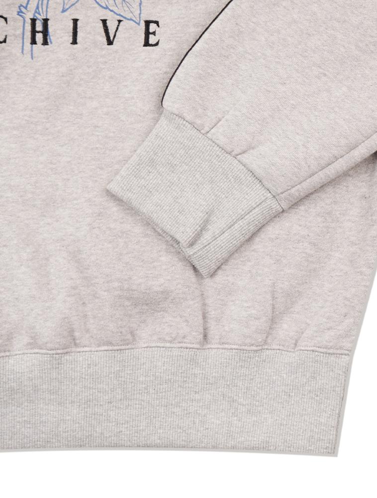 LA MAISON STUDIO [Fleece-Lined] Unisex Flower Arch Line Shoulder Heavy Terry Sweatshirt Melange Grey (Fce4Ts652K)