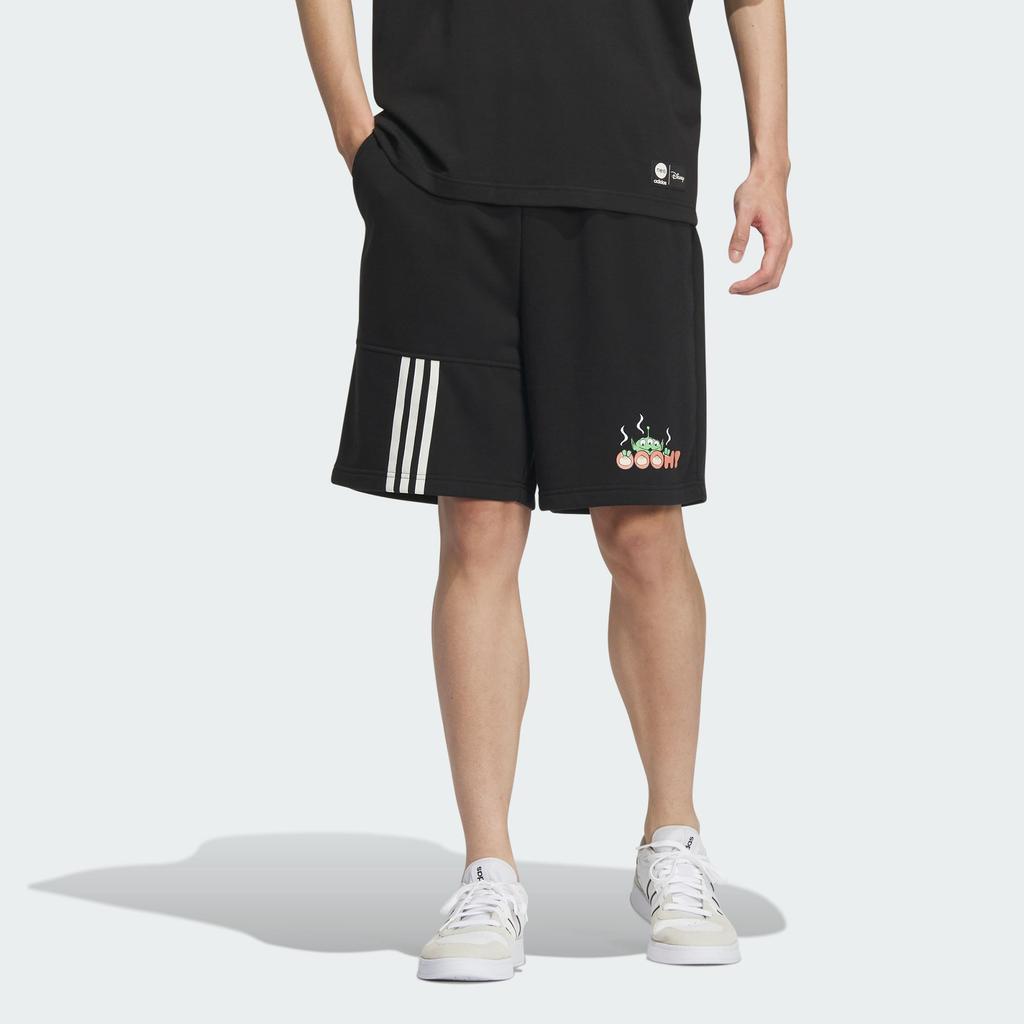 Adidas Neo X Disney Toy Story Casual Quarter-Stripe Cartoon Print Drawstring Shorts Men Bottoms Black IP9371