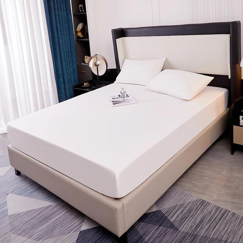 Safe Waterproof Mattress Protector, Soft Comfortable Breathable Solid Color Bedding Mattress Cover Fitted, No Pillowcases