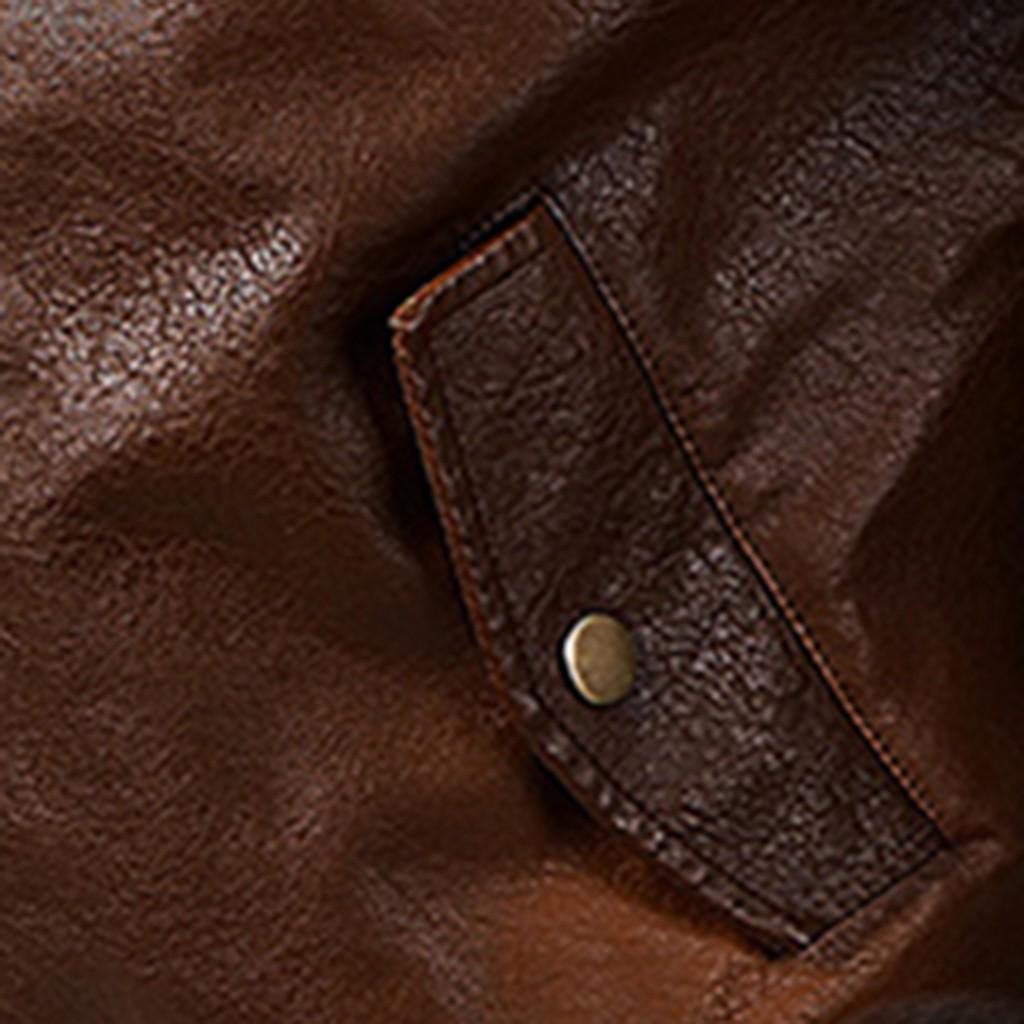 Men's  Fashion Casual Leather Jacket Casual Large  Leather Coat