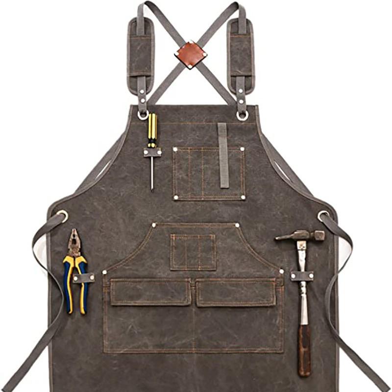 Modern Thick Canvas Apron with Custom Logo for Woodworking, Electrician, and Gardening Tasks