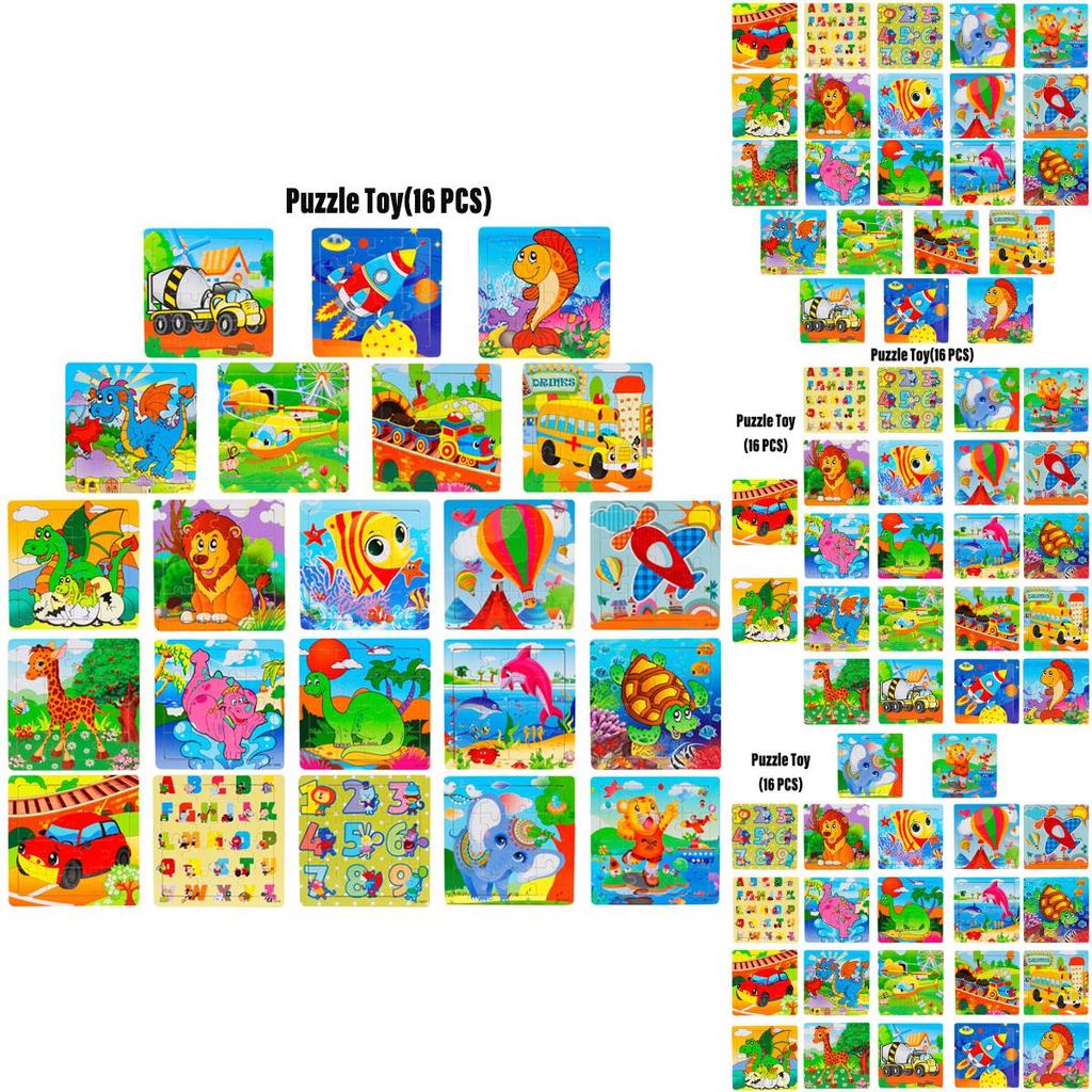 Animal-themed Wooden Puzzle Cards For Toddlers Set Of 16 Educational And Interactive Jigsaw Toys