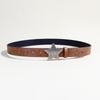Spice Girls Daily Brown Textured Star Snap Belts Star Printed Pattern Batch Belts Unisex