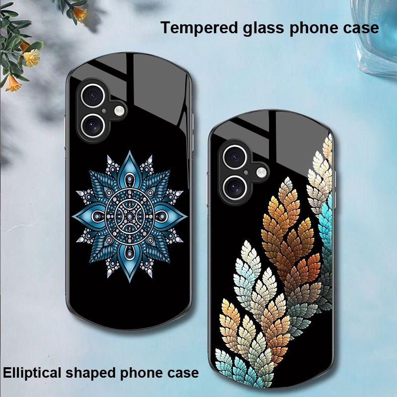 Geometryczny Wzór Dla Apple IPhone 16 11 13 15 14 Pro Max 12 Mini 7 8 Plus XR XS Etui na Telefon z Hartowanego Szkła o Eliptycznym Kształcie