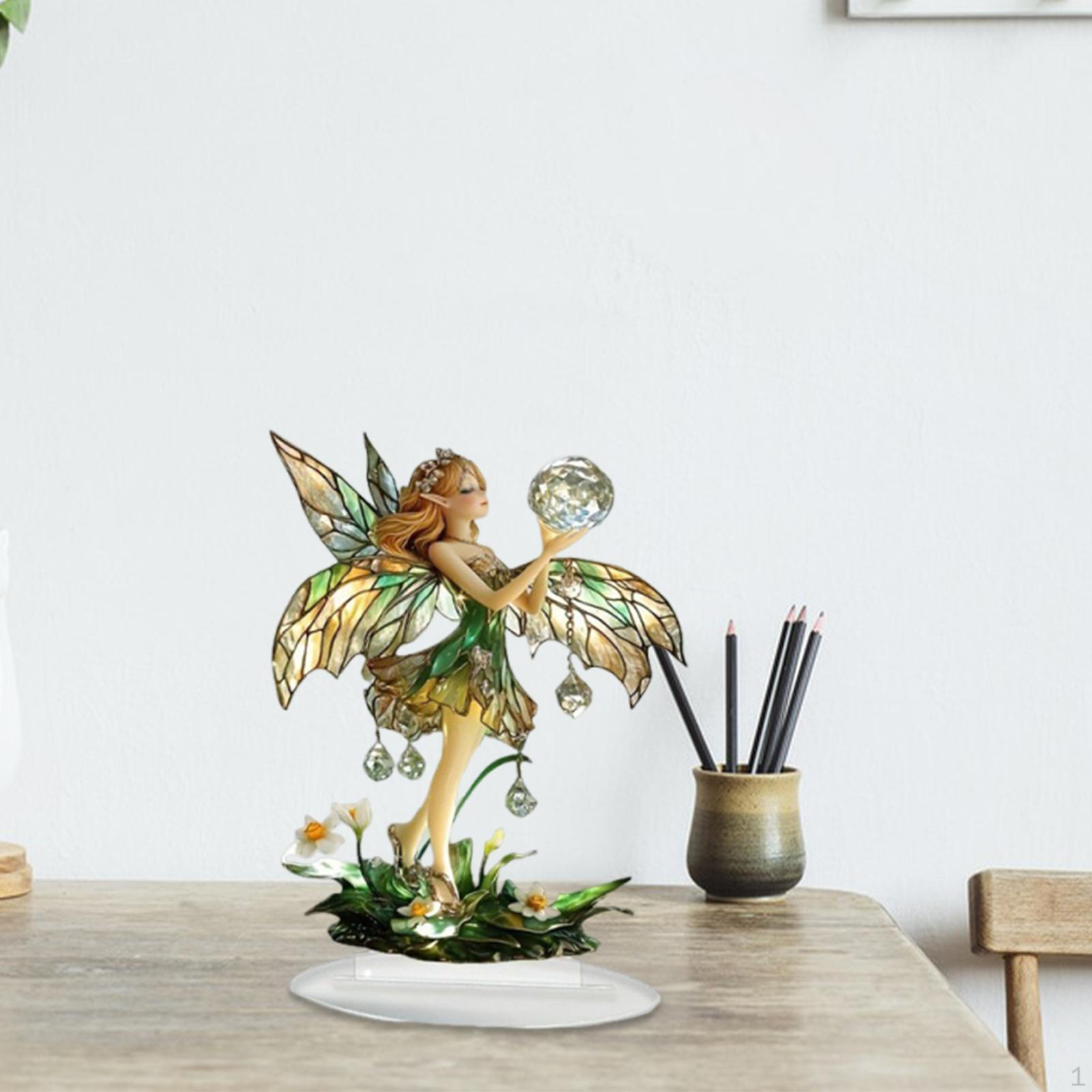 

2D Акриловий Декор Феї Плаский Настільний Знак з Основою Статуетка Фігурка для Полиці Входу Шафи