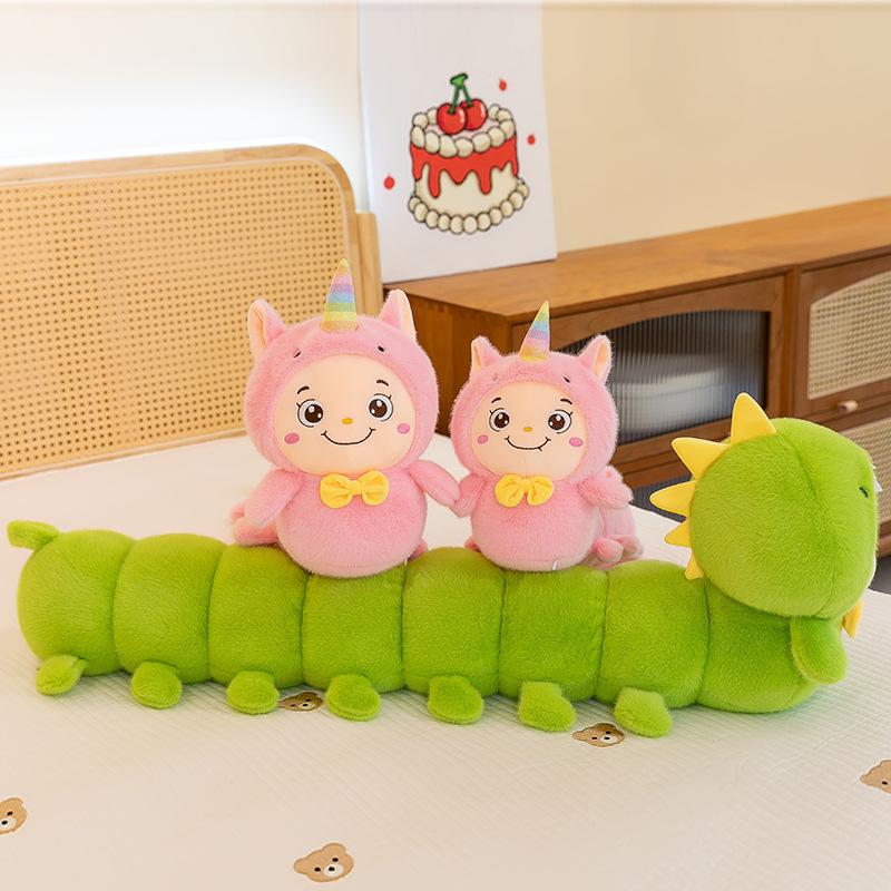 Super süße Einhorn Raupe Plüschtier Mädchen schlafend langes Wurfkissen Junge Dinosaurier Puppe Kissen