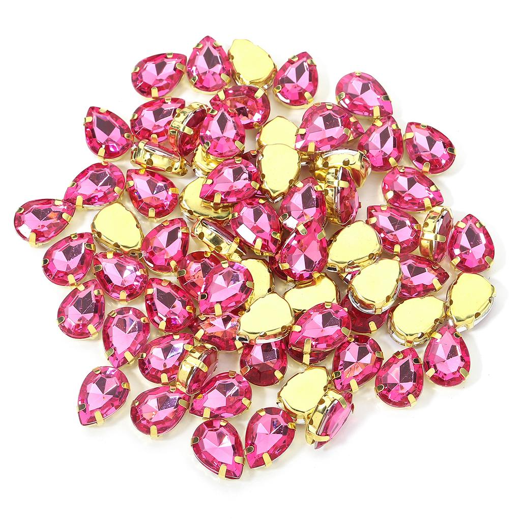 50 Stück/Los Bunte Tropfenform Acryl Aufnäher Strasssteine Mit Goldener Kralle Basis Tropfenform Perlen Für Kleidung Schmuck Dekoration