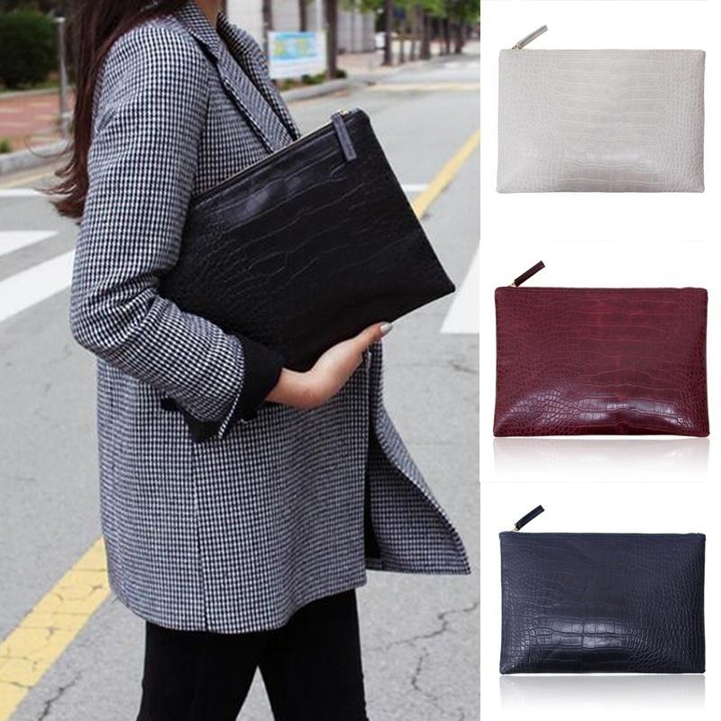 Damen Clutch Tasche mit Krokodilprägung Leder Umschlagtasche Clutch Abendtasche Damen Clutches Handtasche