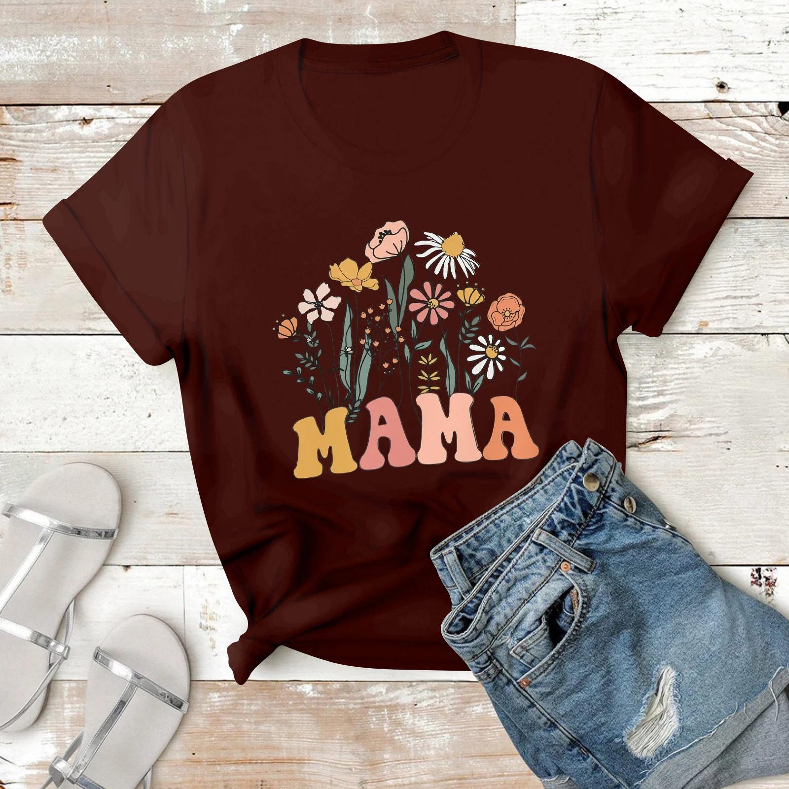 

Женская повседневная футболка с принтом, пуловер с круглым вырезом, топ с короткими рукавами XL винный