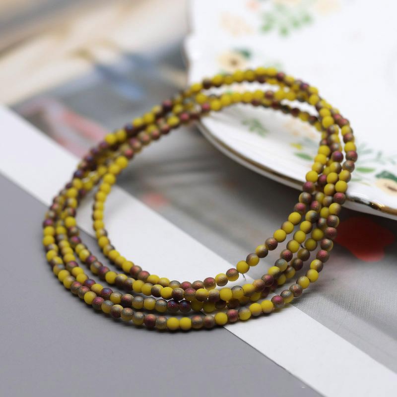 Matte Color Crystal Glass Beads 3mm 145pcs Round Loose Spacer Beads for Clothing Embroidery Decor Craft Making