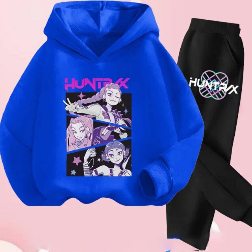KPop Demon Hunters Hoodie Set Girls Fashion Casual Sweatshirt Movie New Kid K-Pop Demon Hunters Hooded Suit Clothes