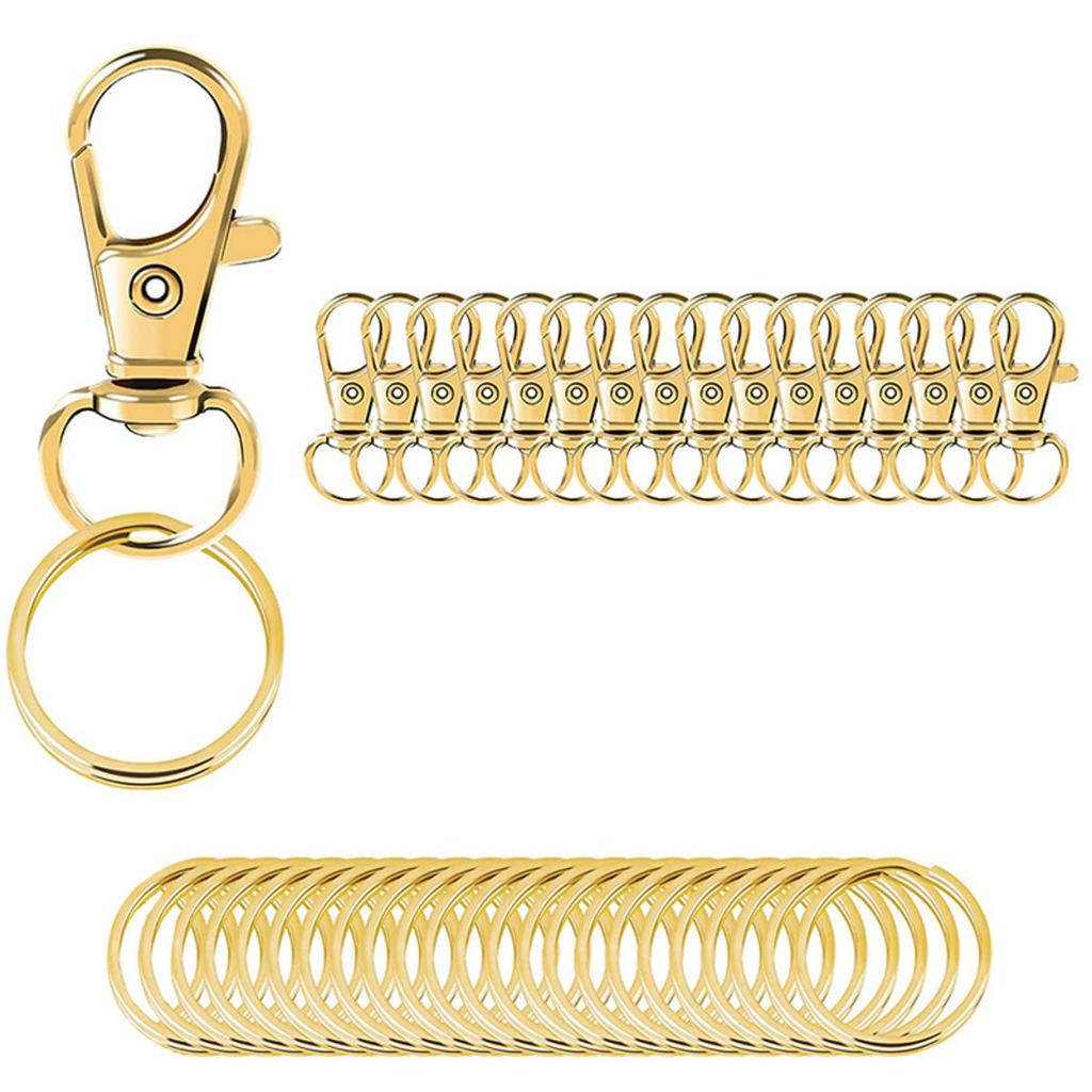 25Pcs Swivel Clasps Set Lanyard Snap Hooks with Key Chain Rings Keychain Clip Hooks for DIY Jewelry Necklace Bracelet Making Handcrafts Supplies