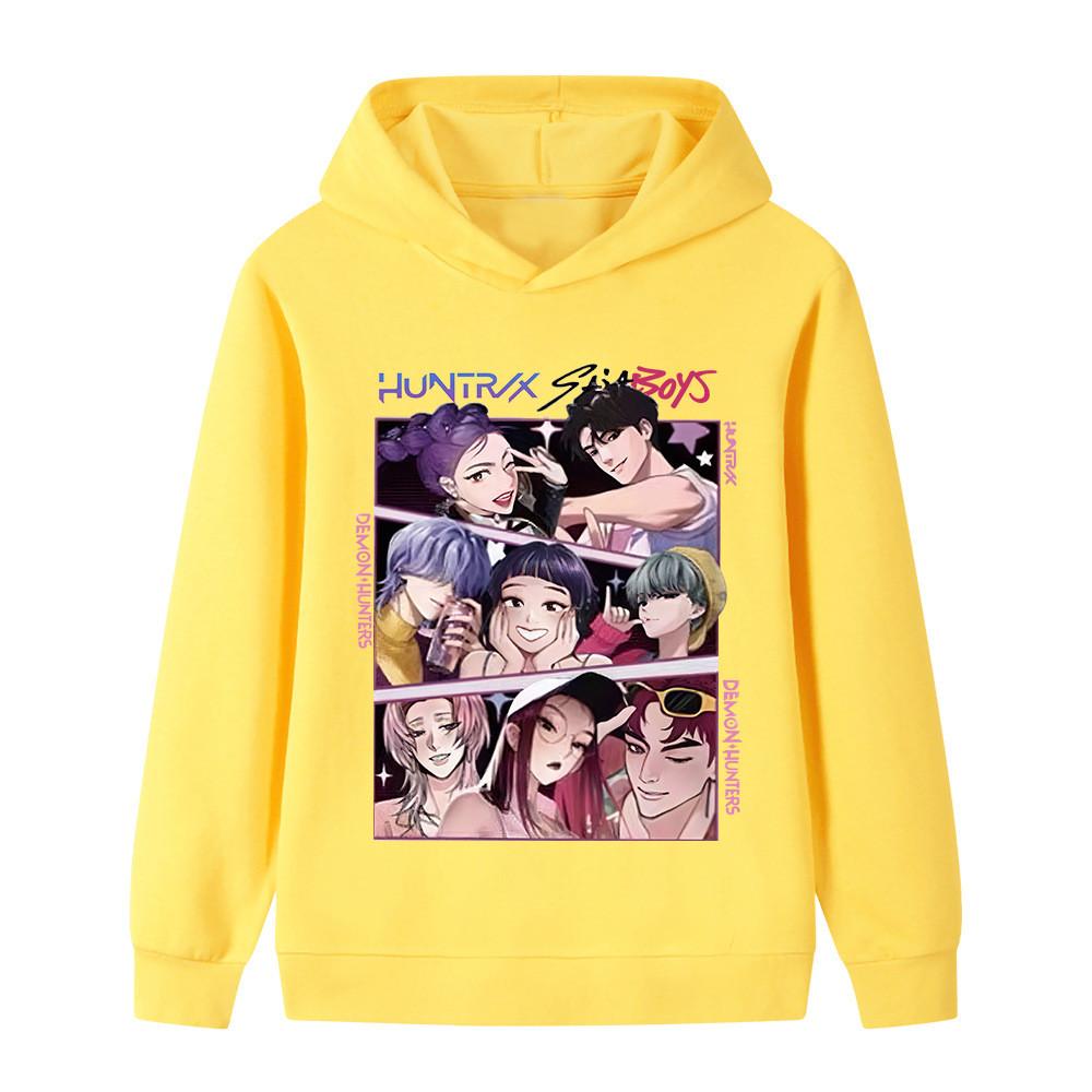 B1224 Kids Boys Girls Sajaboys Kpop Rumi Zoey Mira Print Long Sleeves Hoodie