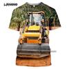 T-shirt - LIASOSO - 3D Tractor - Yellow - Short Sleeve - Round Neck