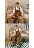 Men's Japanese Retro Reversible Neutral Overalls - Orange & Brown, Loose-Fit, Couple's Style.