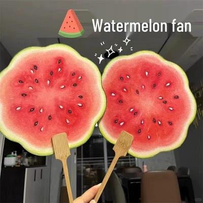 Watermelon Hand-Painted Creative Summer Round Fan for Besties - Fun, Sweet, and Unique!