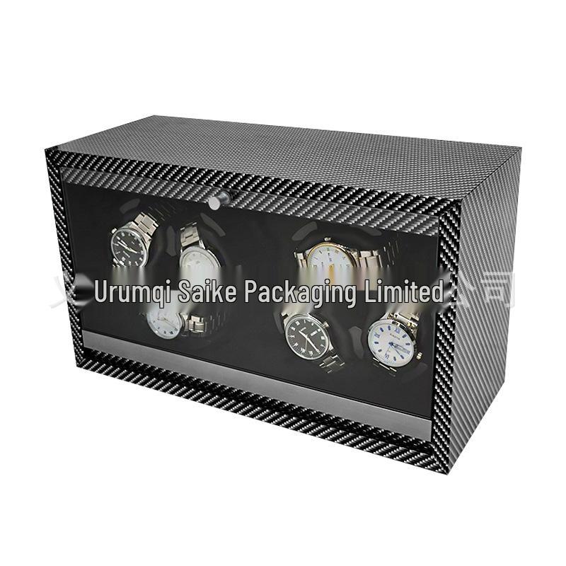 Carbon Fiber Pattern 6-Watch Automatic Winder Box for Home Use