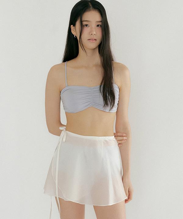 Lingseoul Sheer Layered Wrap Skirt-Ivory