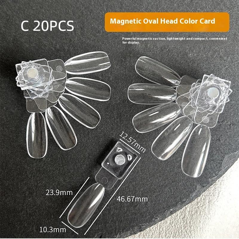 Yy Magnetic False Nail Tip Display Clear Natural Color Card Polish Gel Stand Board Nail Palette Manicure Nail Glue Practice Tool