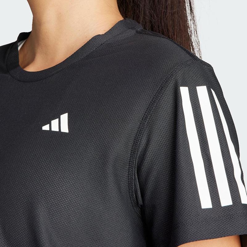 Adidas Own The Run Reflective Stripe Crew Neck Short Sleeve T-Shirt Women Tops Black IN2961