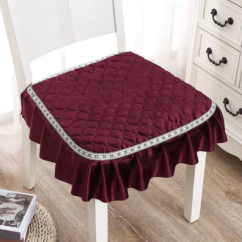 Soft Solid Color Chair Cushion Household Cushion Four Seasons Universal Non-slip Padded Quilted Cushion Stool Cushion