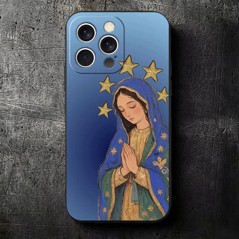 Virgen Mary Virgin De Guadalupe Soft Phone Case for iPhone 16 16E 17 Air 15 Pro Max 14 Plus 13 Mini 11 12 7 Black Cover Back She