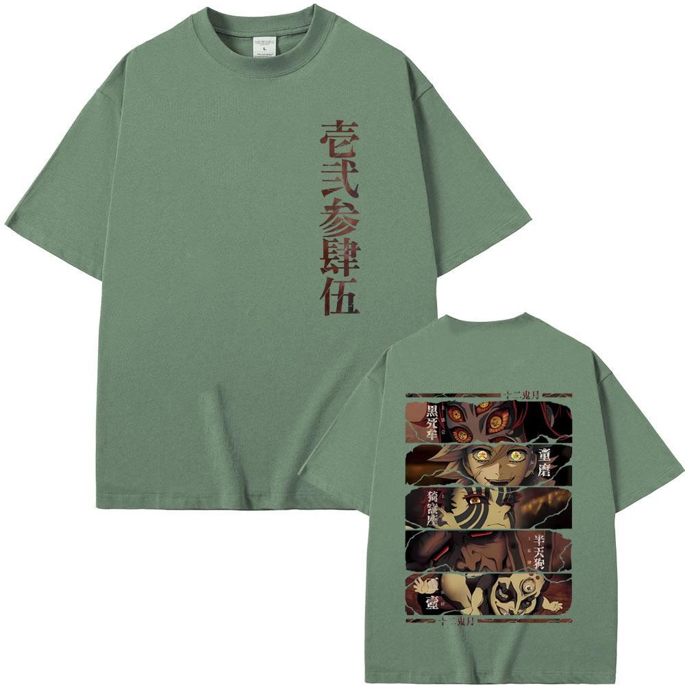 GUOYAN TOP Anime Demon Slayer Kokushibo Douma Akaza Hantengu Gyokko Grafische T-shirts Unisex Unisex Cartoon Oversized T-shirt Heren Vintage T-shirts M
