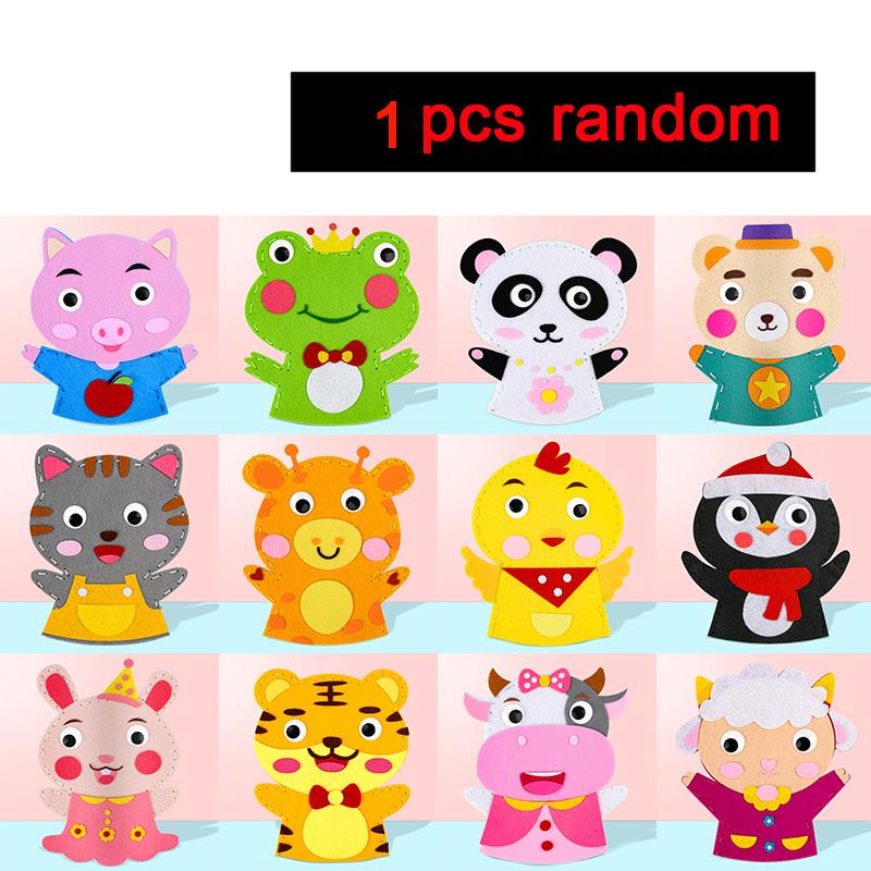 Cute Cartoon Animal Hand Puppet Children DIY Art Craft Toys Fine Motor Skill Training Sewing Lacing Hand Role Play Handmade Kits