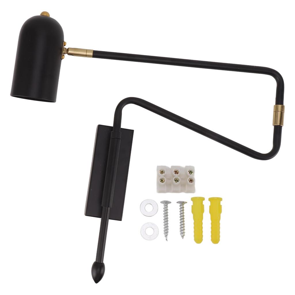 Swing Arm Wall Sconce Iron E27 E26 Adjustable Angle Modern Bedside Hardwired Reading Sconce for