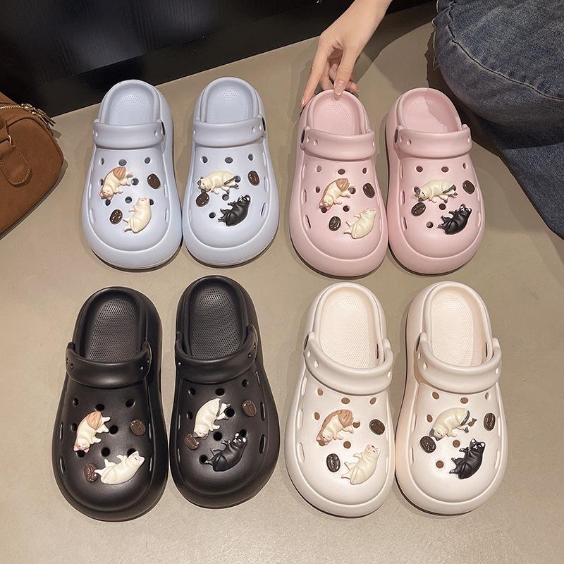 Women's anti-odor EVA sandals slippers home outdoor wear comfortable thick bottom heightening non-slip beach shoes