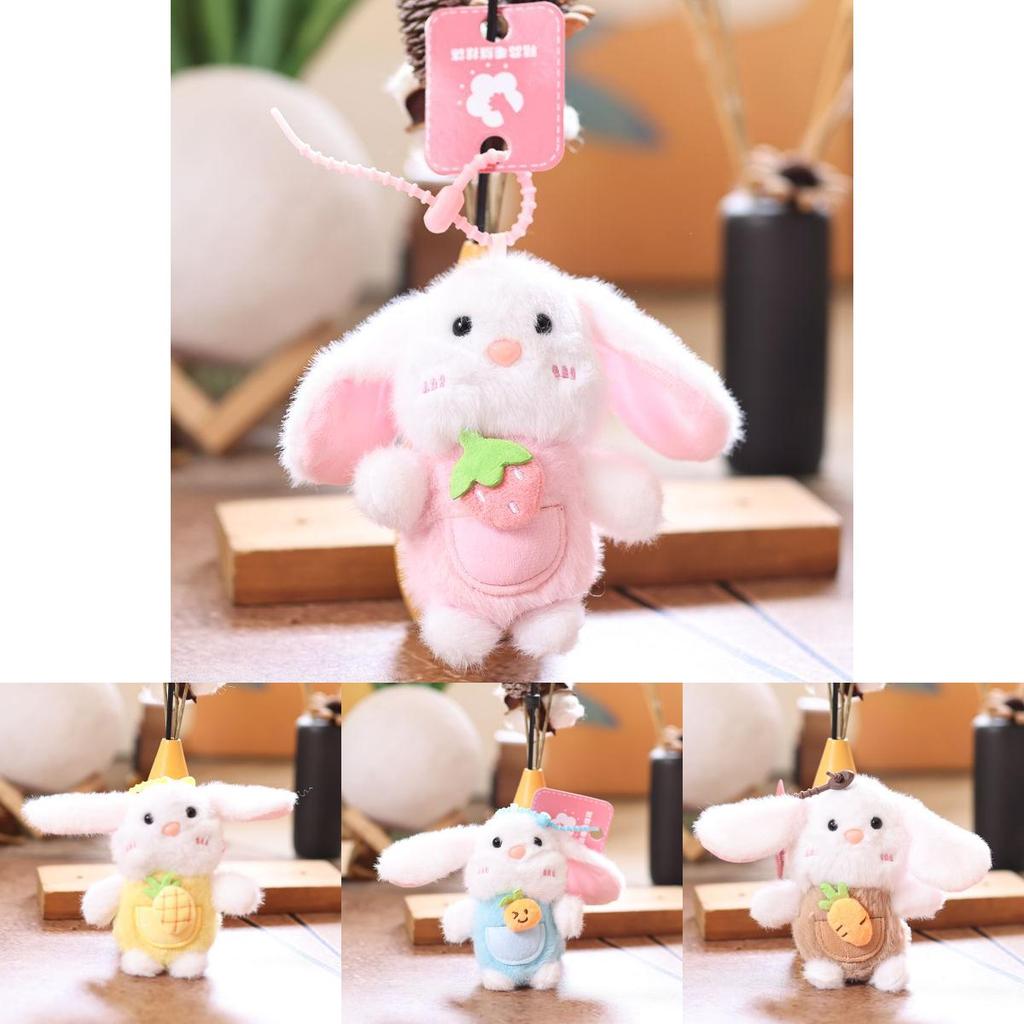 Cute Fruit Bunny Plush Keychain With Soft Polyester Fill For Bag Decoration