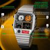 SANDA Electronic Watch Men Square Steel Band Digital Wristwatch Temperature Measurement Stopwatch Timing Multifunctional Watch