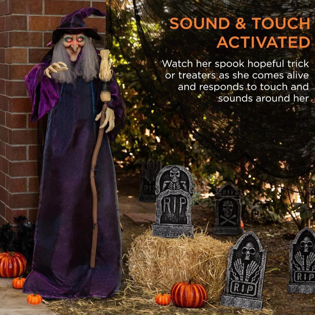 Halloween Talking Witch Sound Activation Spooky Animatronic Witch Halloween Party Decorations With Scary Sound Effect