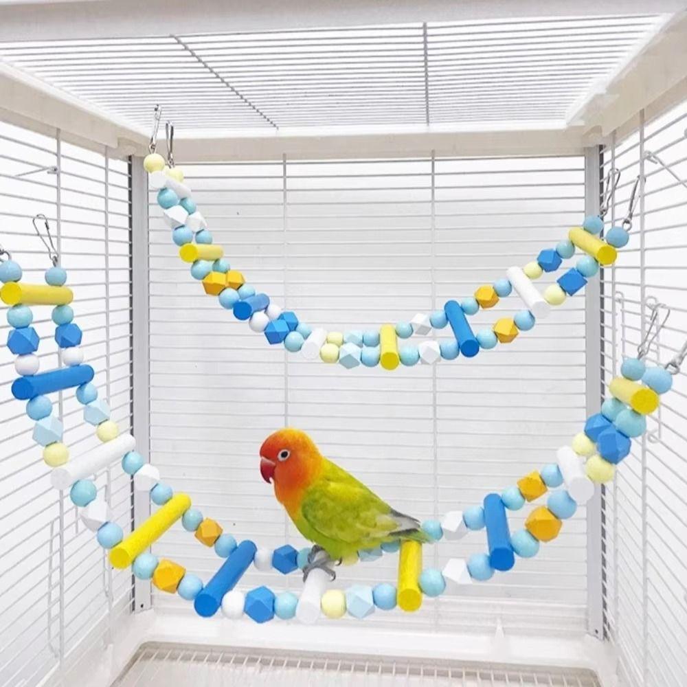 Interactive Wooden Parrot Ladder Colorful Pet Bird Steps Bird Climbing Toy  Parakeet Use