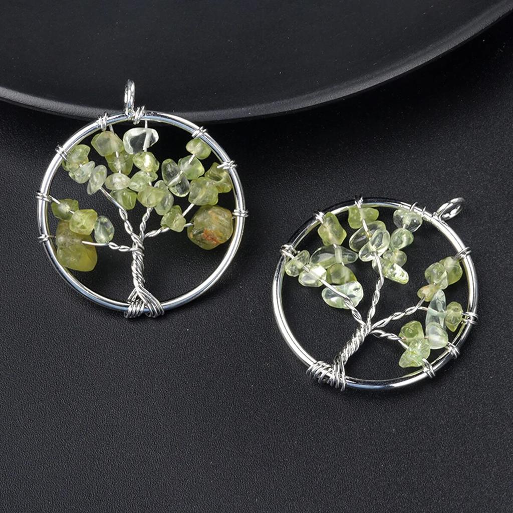 1Pcs Tree Of Life Pendant Natural Stone Winding Gravel Pendant For Jewelry Making DIY Necklace Accessory Size 30x30mm