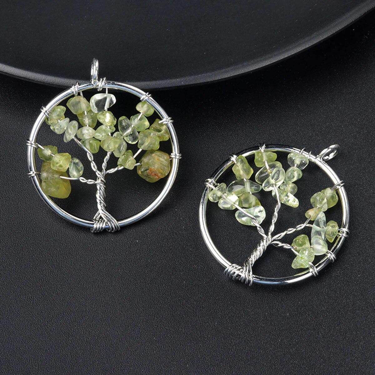 

1 шт., кулон «Древо жизни», натуральный камень, обмотка, гравийный кулон для изготовления ювелирных изделий, ожерелье, аксессуар «сделай сам», размер 30x30 мм 30x30mm