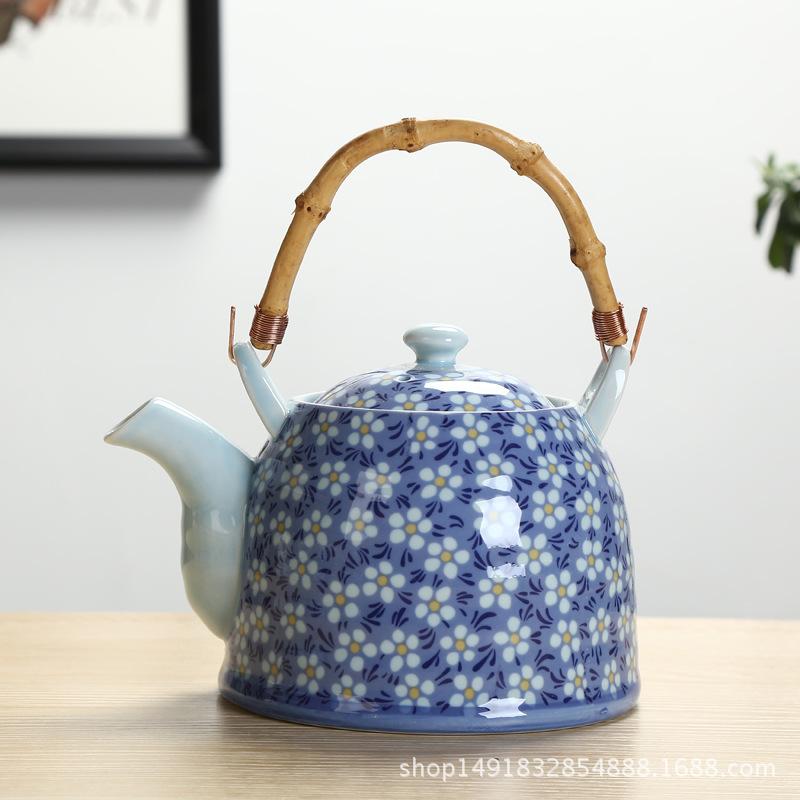 Large Capacity Ceramics High Temperature Resistant 800ML with Filter Ceramic Kettle Teapot Flower Pattern A Variety of Styles