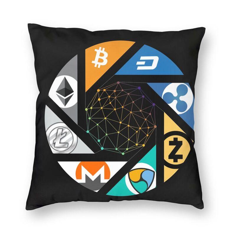 Bitcoin Cryptocurrency Square Throw Pillow Cover Decoration Print Ethereum Blockchain Btc Cryptocurrency Cushion Cover for Sofa