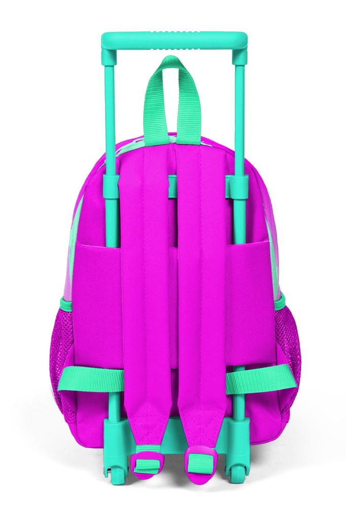 Minik Yuva Squeegee Backpack Water Green Pink Cat Pattern Two Compartments 24008